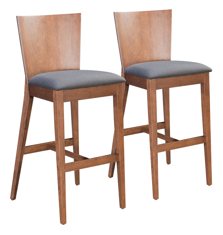 Zuo Ambrose Barstool (Set of 2) Walnut & Dark Gray
