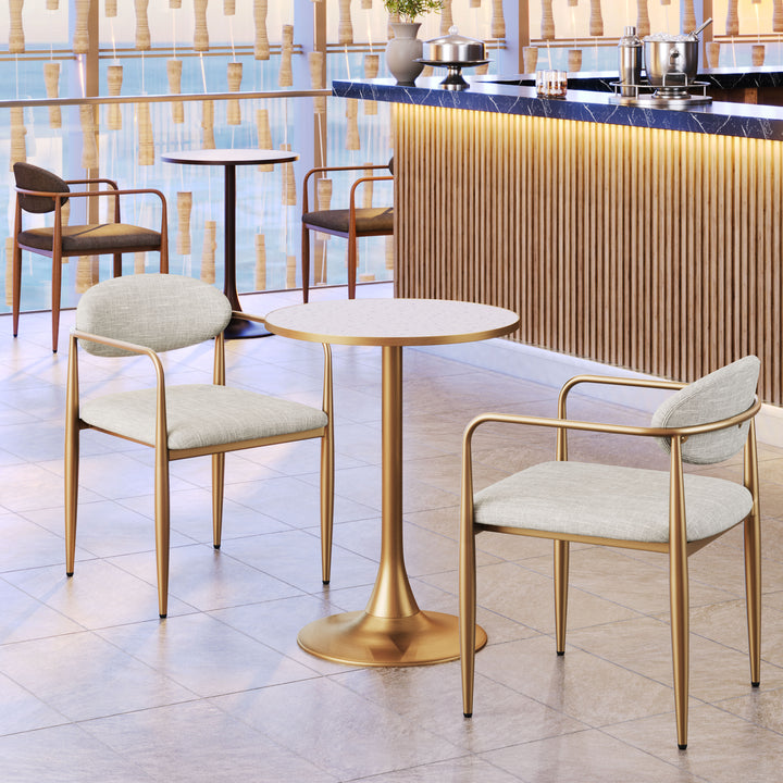 Zuo Bite Bistro Table Beige & Gold