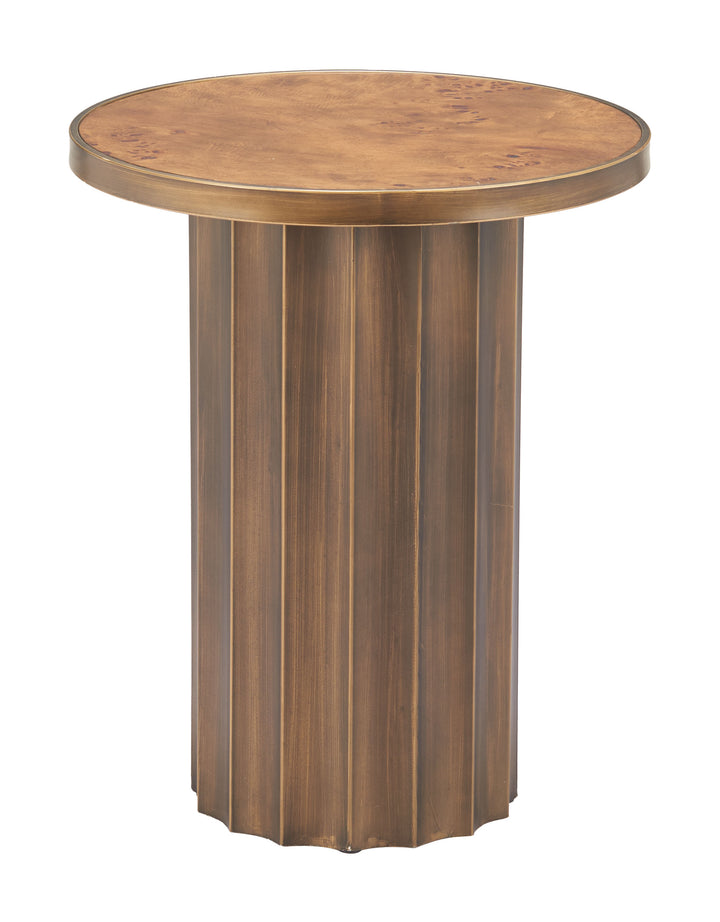 Zuo Afinato Side Table Brown