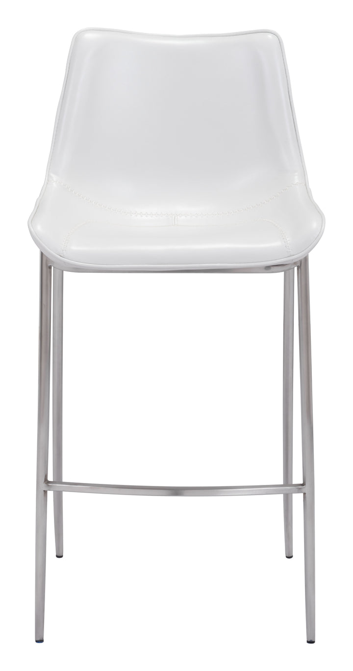 Zuo Magnus Barstool (Set of 2) White & Silver