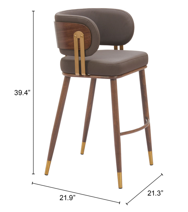 Zuo Brew Barstool Brown & Walnut