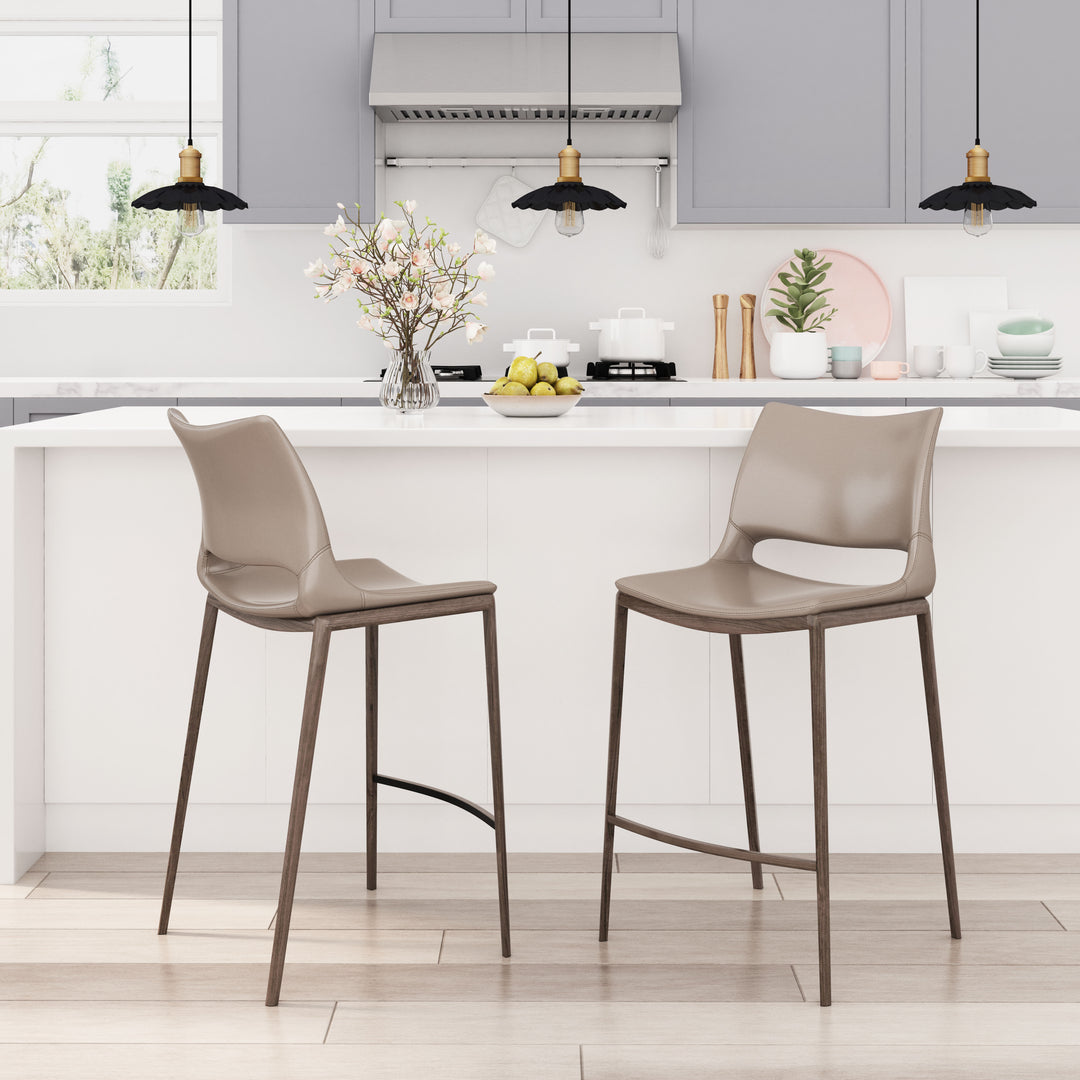 Zuo Ace Counter Stool (Set of 2) Brown & Walnut