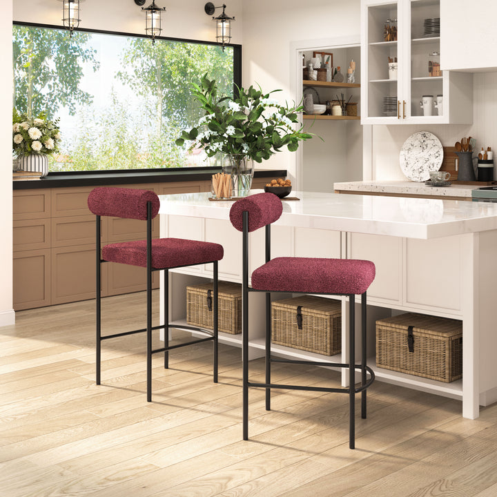 Zuo Livorno Counter Stool (Set of 2) Red & Bronze