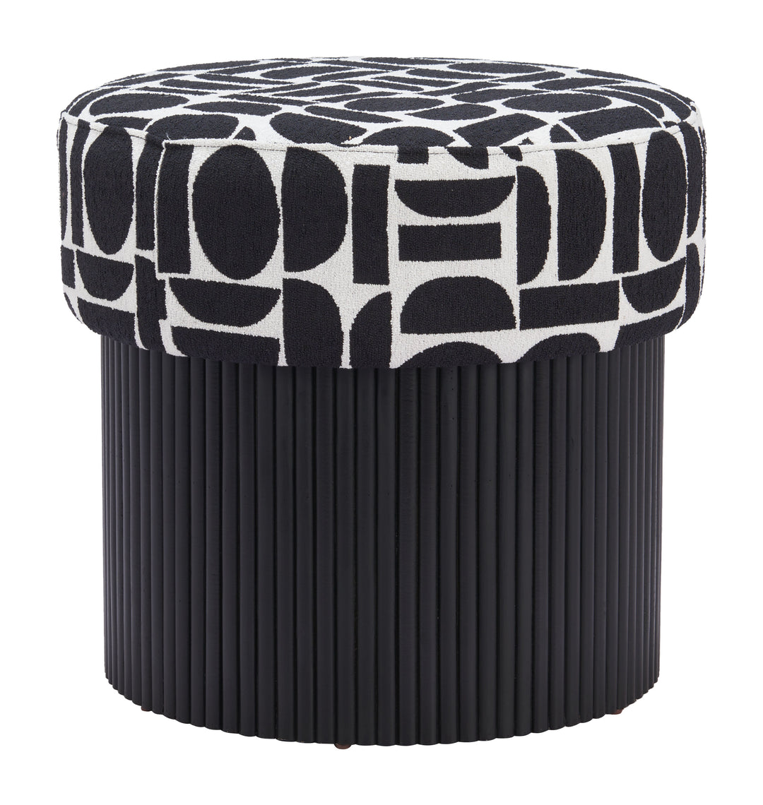 Zuo Boto Storage Ottoman Black & White