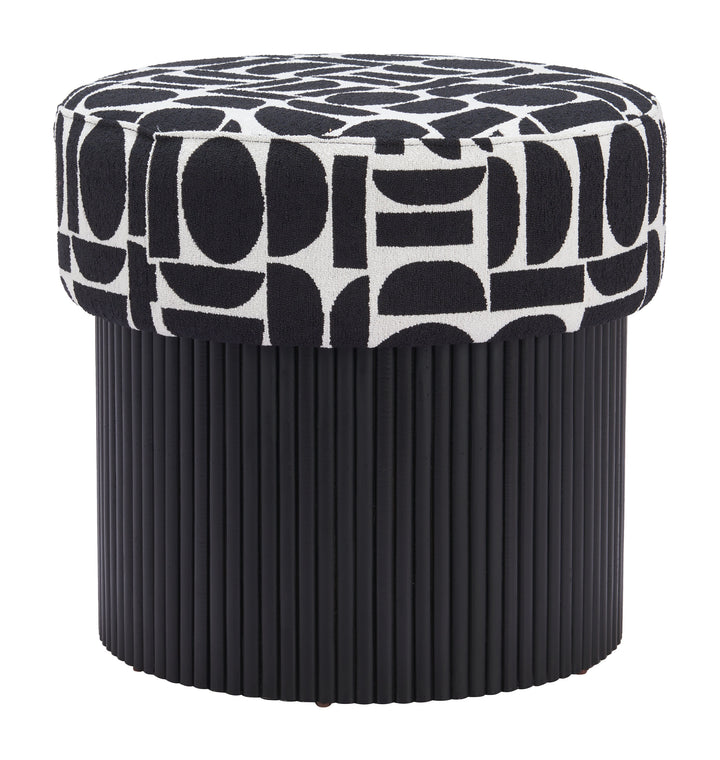 Zuo Boto Storage Ottoman Black & White