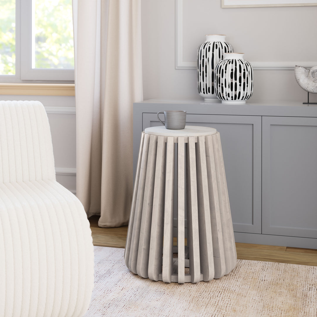 Zuo Cyprus Side Table White & Whitewashed