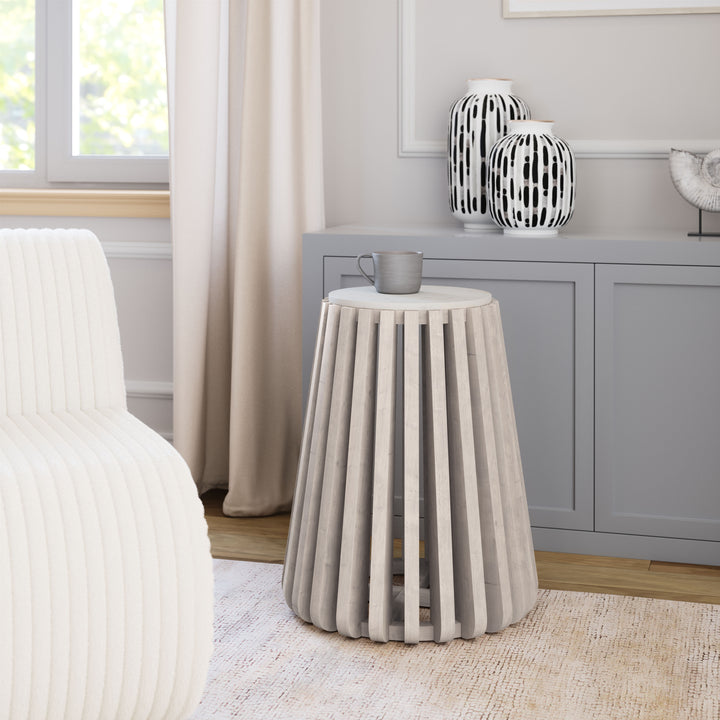 Zuo Cyprus Side Table White & Whitewashed