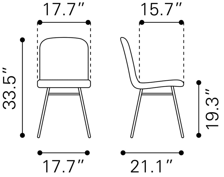 Zuo Var Dining Chair (Set of 2) Gray