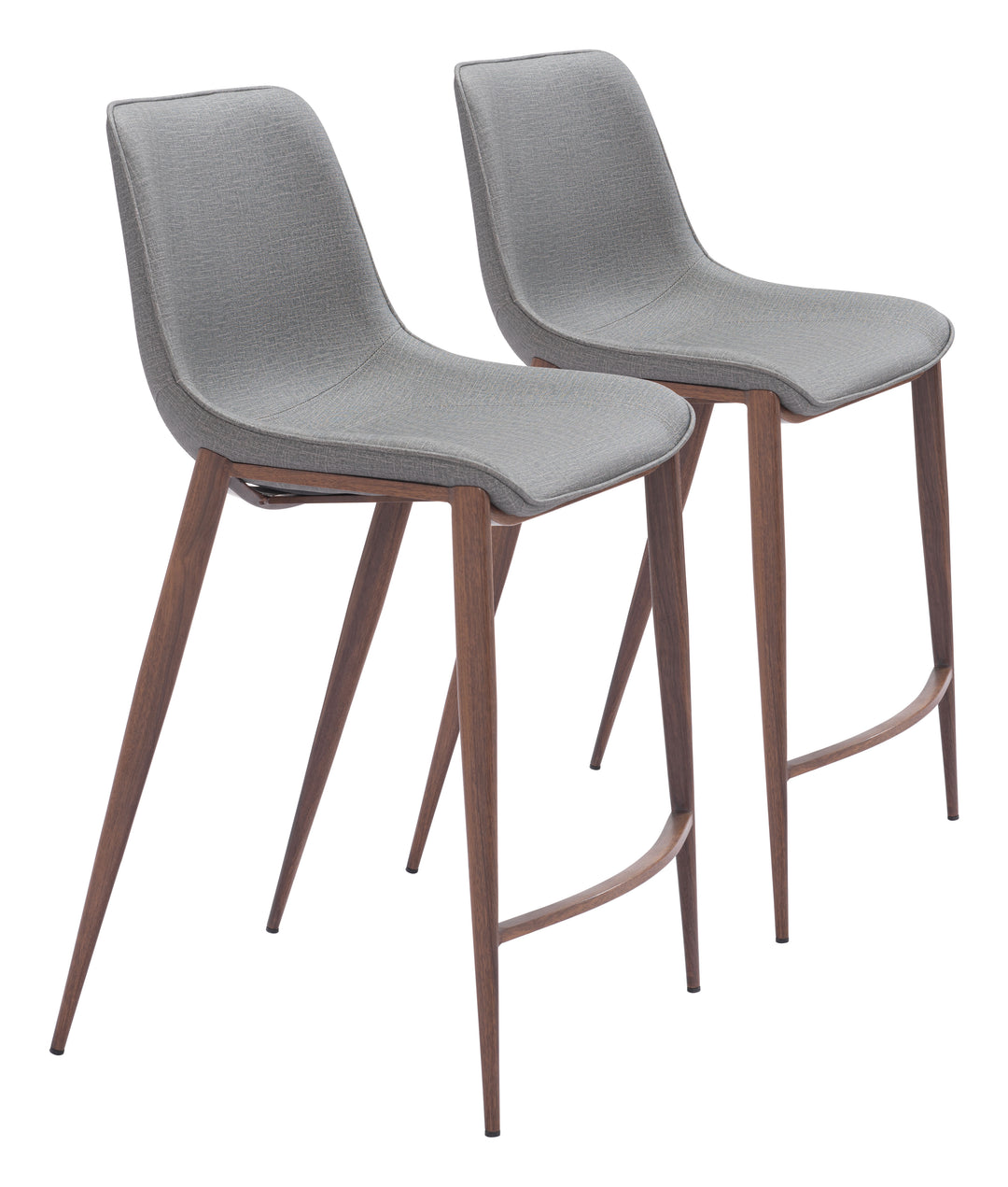 Zuo Magnus Counter Stool (Set of 2) Slate Gray & Walnut
