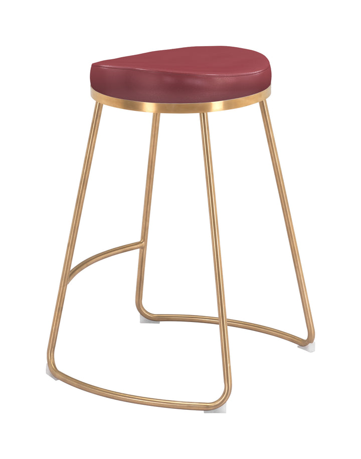 Zuo Bree Counter Stool (Set of 2) Burgundy & Gold