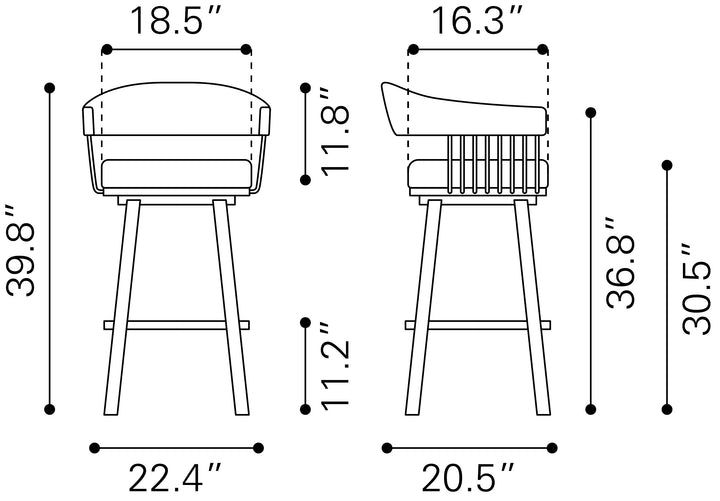 Zuo Bantry Swivel Barstool White