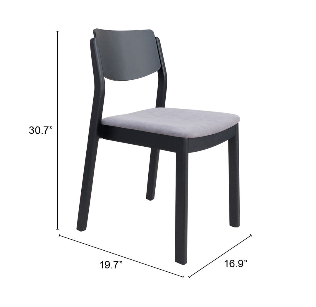 Zuo Desdamona Dining Chair (Set of 2) Gray & Black