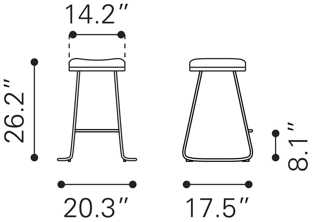 Zuo Bree Counter Stool (Set of 2) Burgundy & Gold