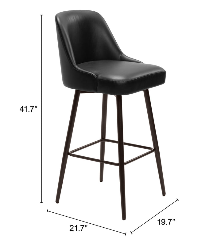 Zuo Keppel Swivel Barstool Black & Bronze