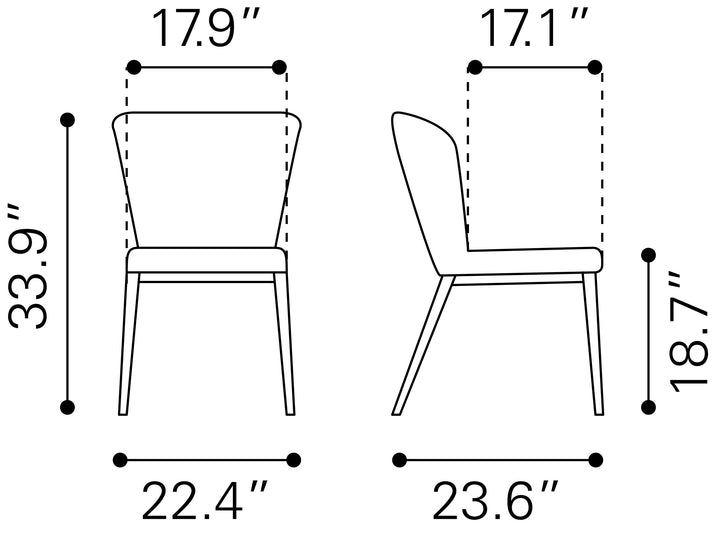 Zuo Tolivere Dining Chair (Set of 2) Pink