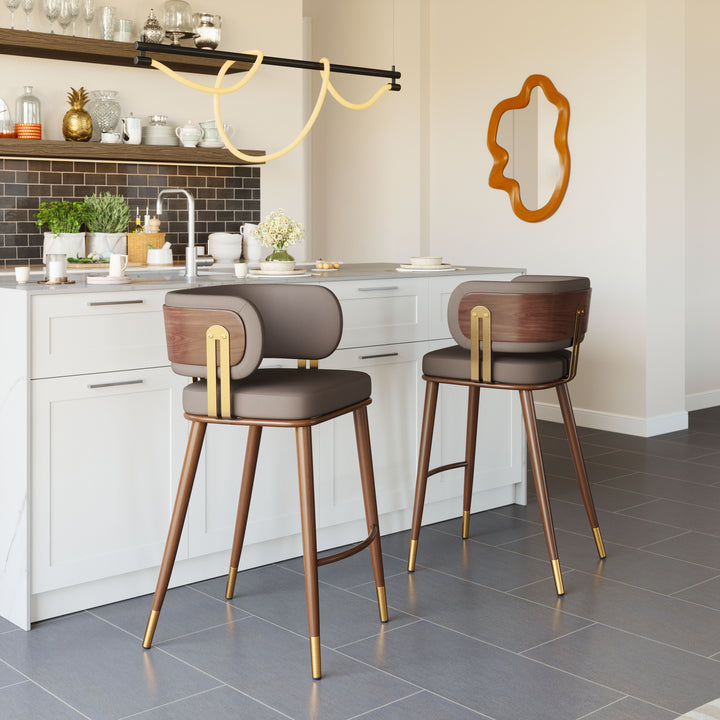 Zuo Brew Barstool Brown & Walnut