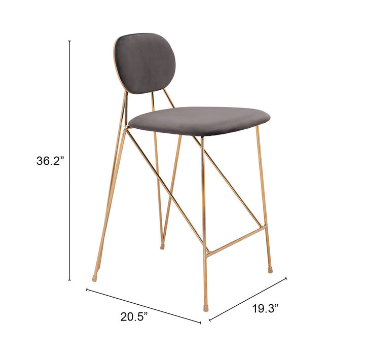Zuo Georges Counter Stool (Set of 2) Gray & Gold