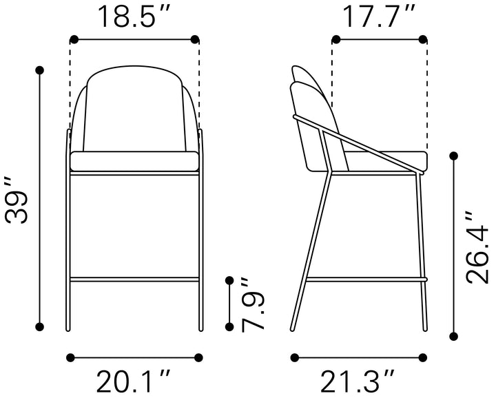 Zuo Jambi Counter Stool (Set of 2) Black & White