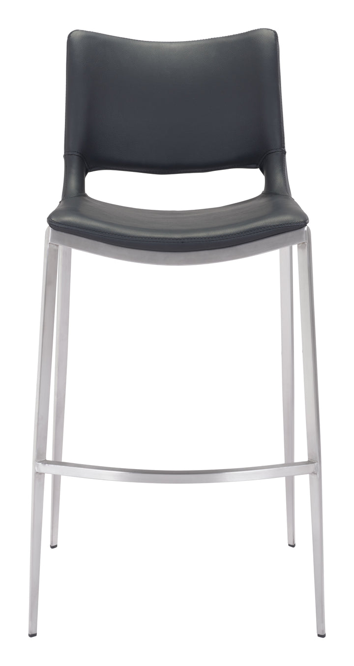 Zuo Ace Barstool (Set of 2) Black & Silver