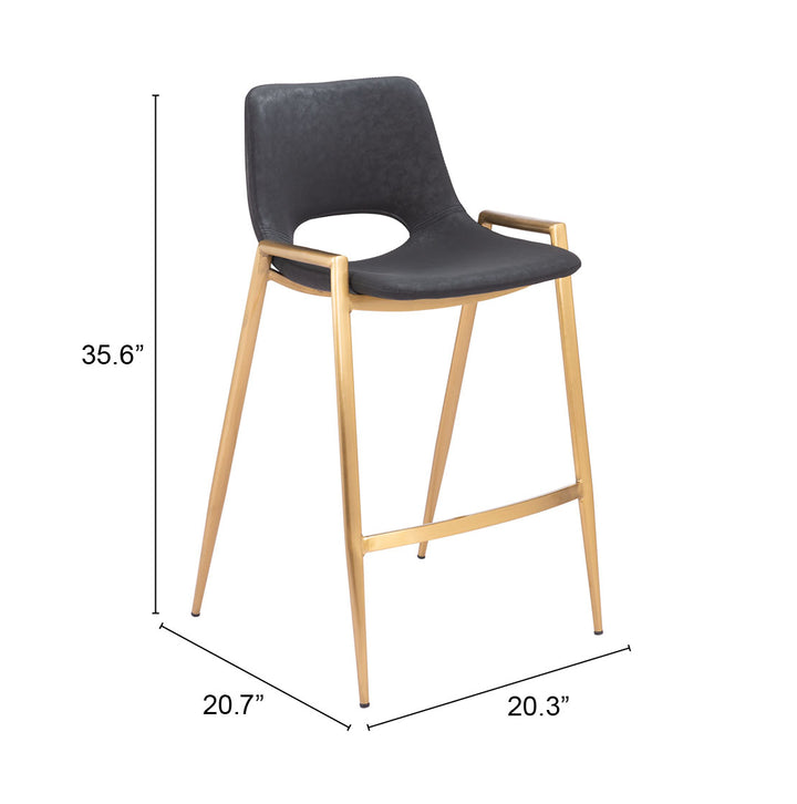 Zuo Desi Counter Stool (Set of 2) Black & Gold