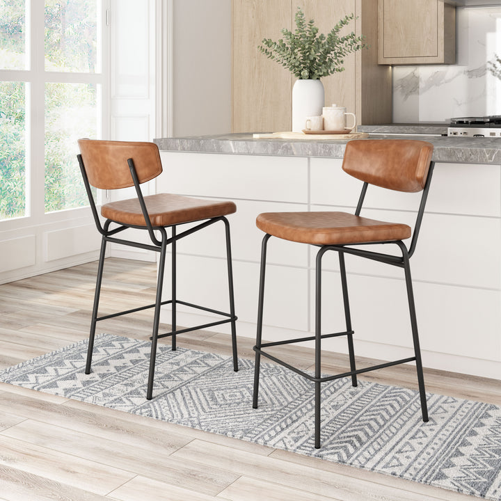 Zuo Charon Counter Stool (Set of 2) Vintage Brown