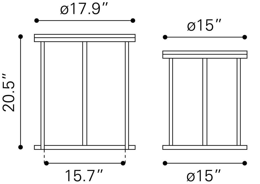 Zuo Bari Nesting Table Set (2-Piece) Natural