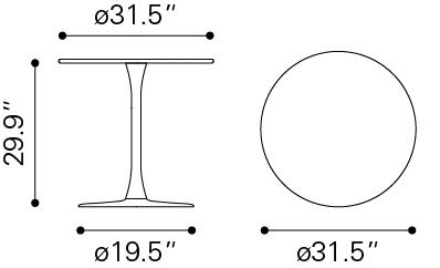 Zuo Soleil Dining Table White