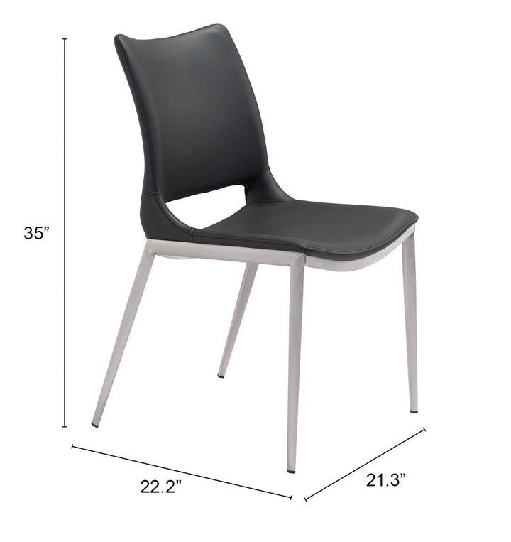 Zuo Ace Dining Chair (Set of 2) Black & Silver