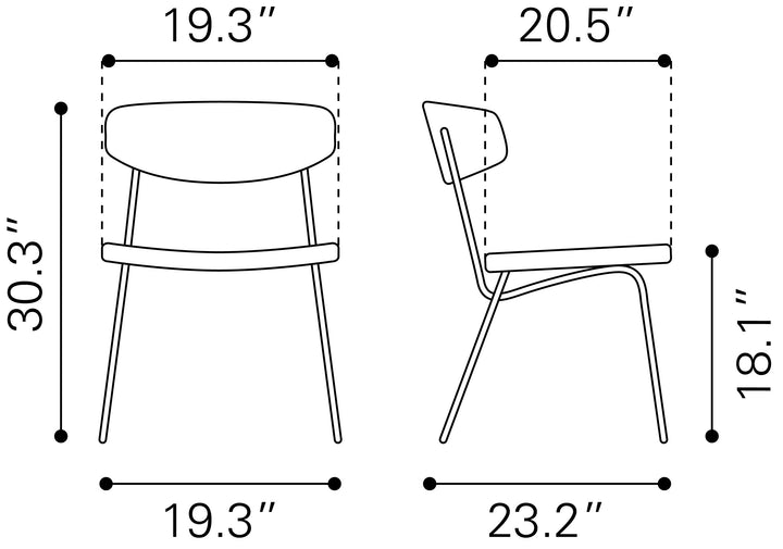 Zuo Charon Dining Chair (Set of 2) Vintage Black