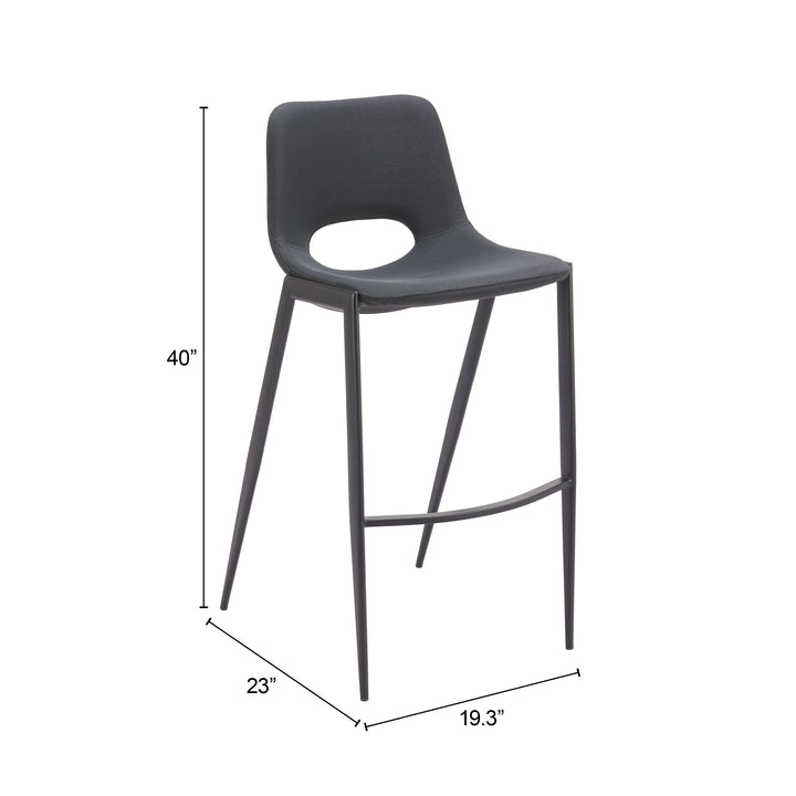 Zuo Desi Armless Barstool (Set of 2) Black