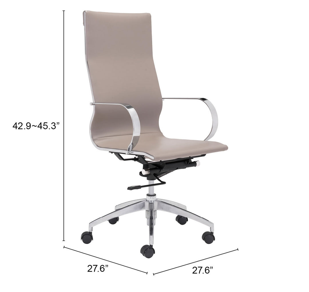 Zuo Glider High Back Office Chair Taupe