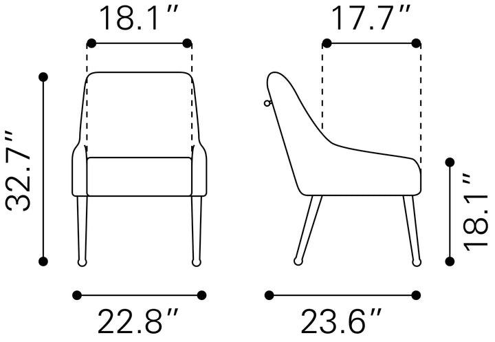 Zuo Maxine Dining Chair White & Gold