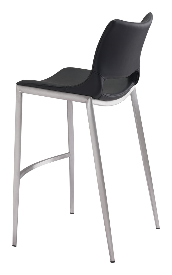 Zuo Ace Barstool (Set of 2) Black & Silver