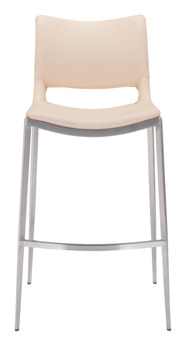 Zuo Ace Barstool (Set of 2) Light Pink & Silver