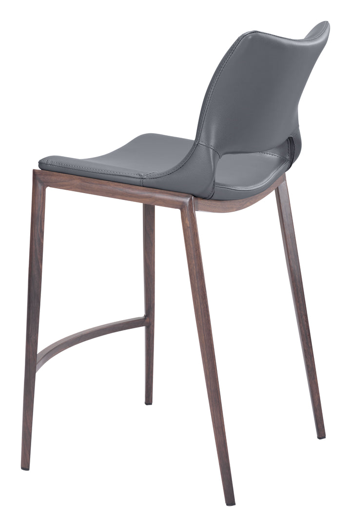 Zuo Ace Counter Stool (Set of 2) Dark Gray & Walnut
