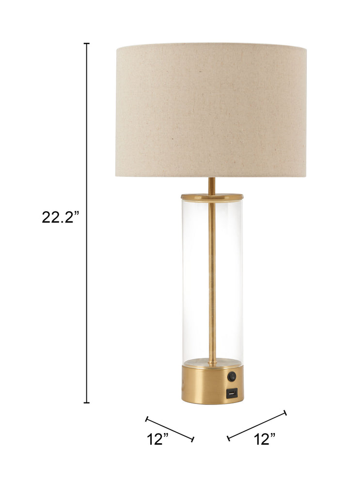 Zuo Boreal Table Lamp Beige & Gold