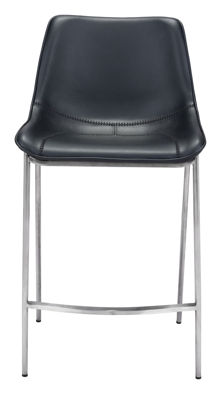Zuo Magnus Counter Stool (Set of 2) Black & Silver