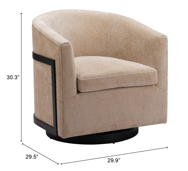 Zuo Hanko Swivel Chair Golden Beige