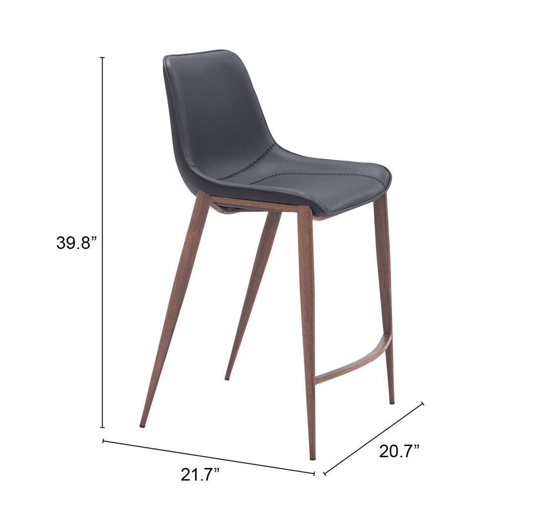 Zuo Magnus Counter Stool (Set of 2) Black & Walnut
