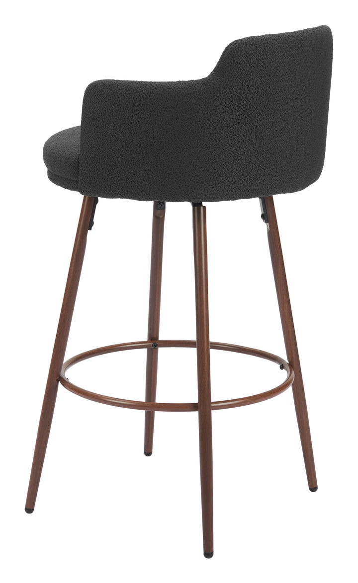 Zuo Kono Swivel Barstool (Set of 2) Black & Walnut