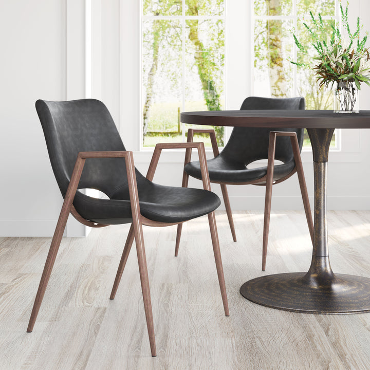 Zuo Desi Dining Chair (Set of 2) Black & Walnut