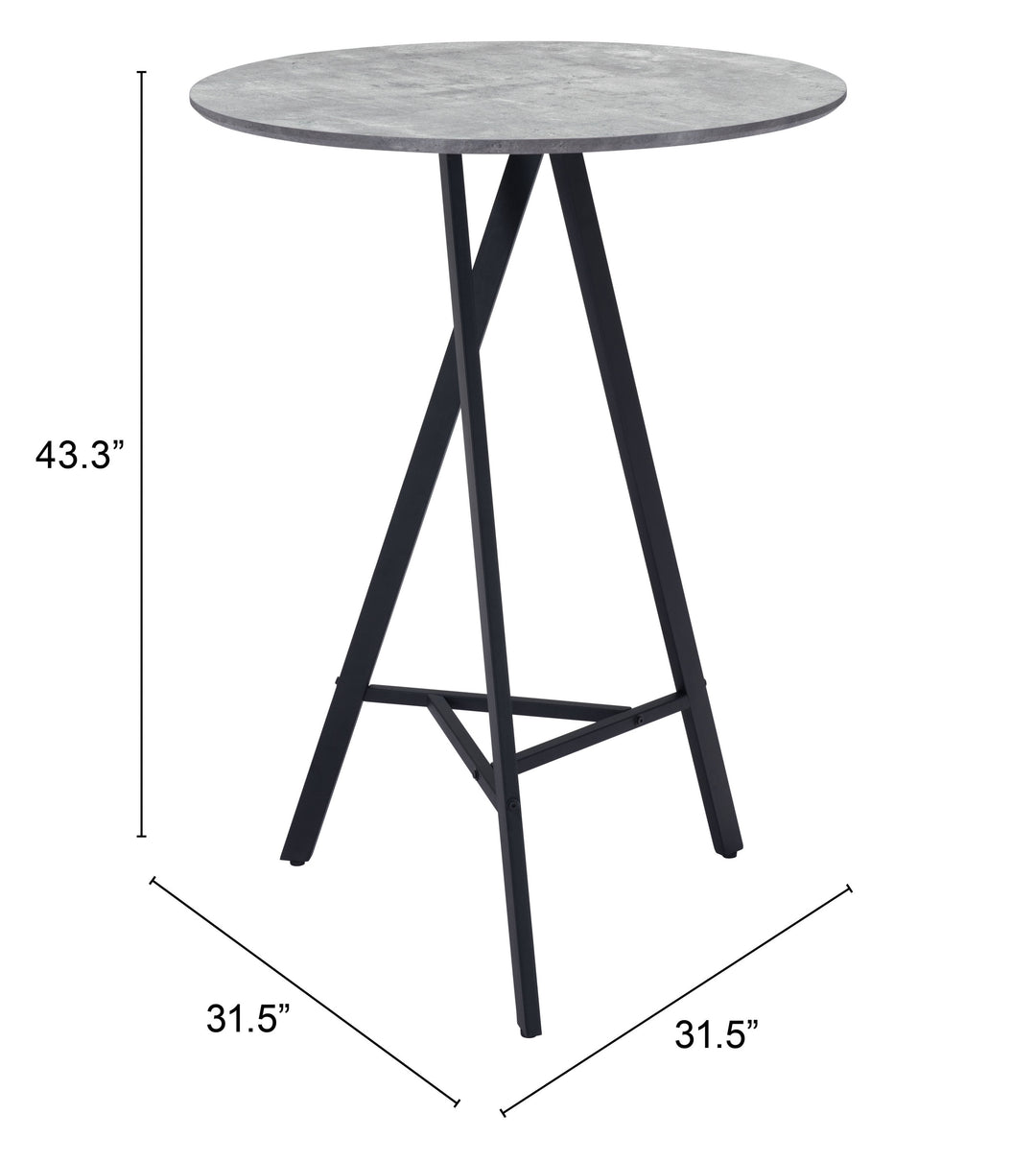 Zuo Metz Bar Table Gray