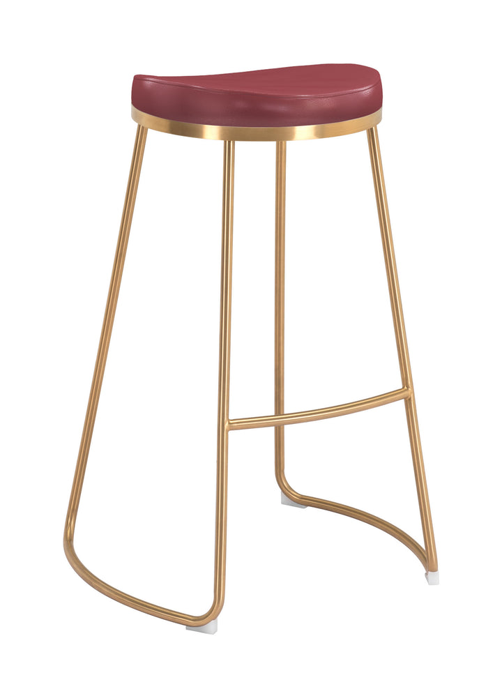 Zuo Bree Barstool (Set of 2) Burgundy & Gold