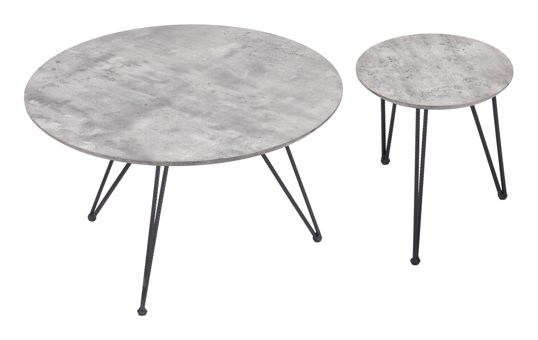 Zuo Kerris Coffee Table Set (2-Piece) Gray & Black
