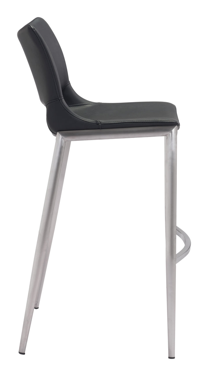 Zuo Ace Barstool (Set of 2) Black & Silver