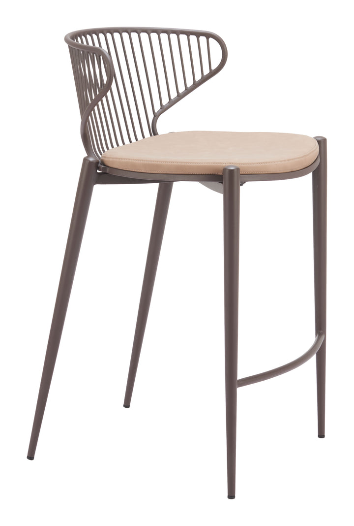 Zuo Silues Counter Stool (Set of 2) Taupe & Brown