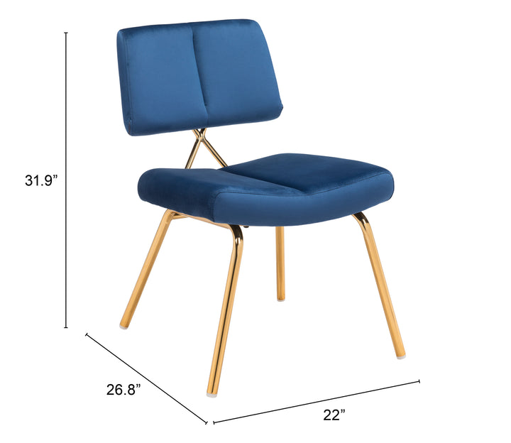 Zuo Nicole Accent Chair (Set of 2) Blue & Gold
