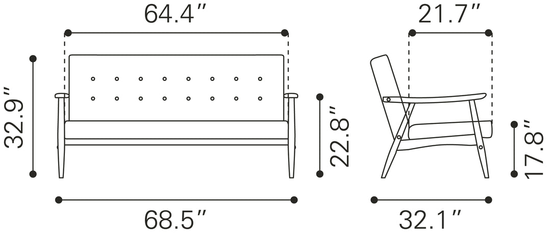 Zuo Rocky Sofa Putty