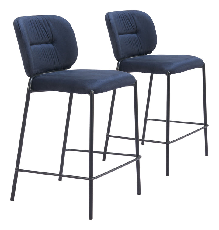 Zuo Plat Counter Stool (Set of 2) Blue