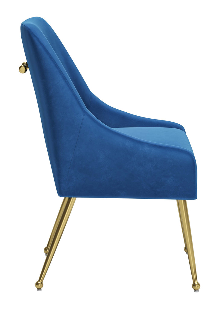 Zuo Maxine Dining Chair Navy Blue & Gold